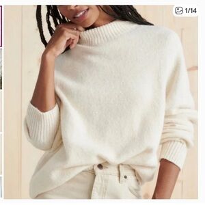 🤍Jenni Kayne🤍 EUC Oversized Cream Cotton Pullover Sweater MEDIUM. LIKE NEW!